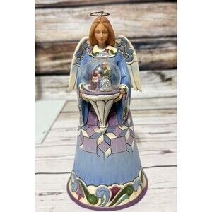 Jim Shore Heartwood Creek "Cherish the Newborn King" Angel w/ globe  #4017626
